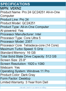 Dell V0XN2 Pro 24 QC24251 All-in-One Computer - Intel Core Ultra 5 235T - 16 GB