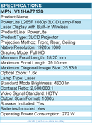Epson V11HA72120 PowerLite L265F 3LCD Projector - Tabletop, Ceiling Mountable