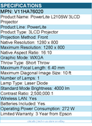 Epson V11HA76020 PowerLite L210SW Short Throw 3LCD Projector - 16:10