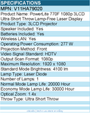 Epson V11HA79020 PowerLite 770F Ultra Short Throw 3LCD Projector