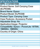 Epson V12H001K68 ELPKS68 Carrying Case Projector - Accessory Pocket