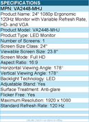 Viewsonic VA2448-MHJ 24 Inch IPS 1080p Monitor with 120Hz, Eye Care