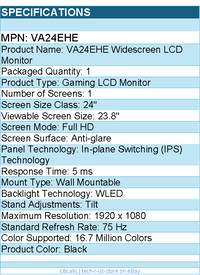 ASUS VA24EHE 24" Class Full HD Gaming LCD Monitor - 16:9 - 1920 x 1080 - Black
