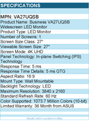 ASUS VA27UQSB Business 27" Class 4K UHD LED Monitor - 16:9 - 3840 x 2160