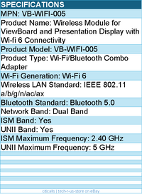 Viewsonic VB-WIFI-005 Dual Band WiFi 6 USB Adapter for IFP50-3/4/5