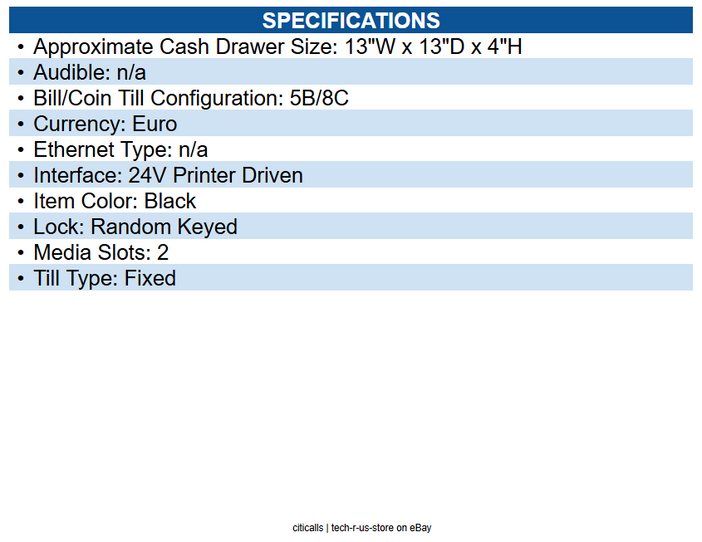 APG Cash Drawer VB320-BL1313-B26 Standard- Duty Point of Sale Cash Drawer