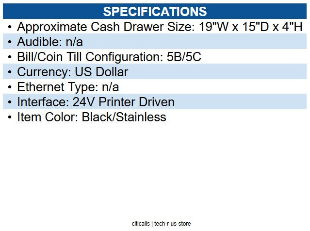 APG Cash Drawer VBS320BL1915-435 19x15,keyed 435 Lock Black,dual Media Slots