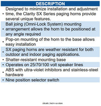 VALCOM VC-SX-30-T-GY SX Series 30 Watt Paging Horn