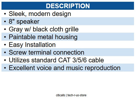 VALCOM VC-V-1052C 8in Amplified Wall Speaker- Metal- Black