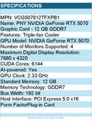 PNY VCG507012TFXPB1 Graphics Card - GeForce RTX 5070 Triple Fan GPU 12GB GDDR7
