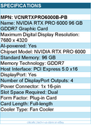 PNY VCNRTXPRO6000B-PB NVIDIA RTX PRO 6000 Graphic Card - 96 GB GDDR7
