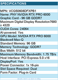PNY VCNRTXPRO6000BQ-PB RTX PRO 6000 Blackwell Max-Q Workstation Graphics Card