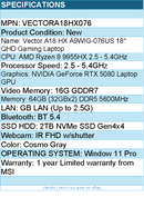MSI VECTORA18HX076 Vector A18 HX A9WIG-076US 18" QHD Gaming Laptop