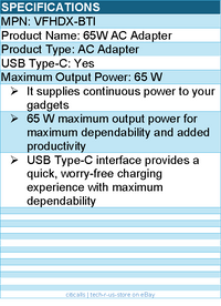 BTI VFHDX-BTI 65W TYPE-C AC ADAPTER - Compatible OEM: VFHDX