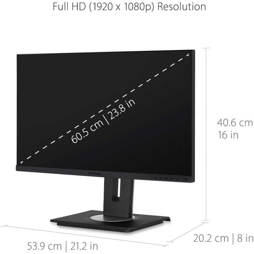 ViewSonic VG2456 24 Inch 1080p Monitor with USB C 3.2, Docking Built-In