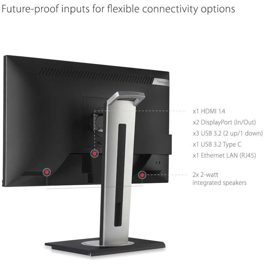 ViewSonic VG2456 24 Inch 1080p Monitor with USB C 3.2, Docking Built-In