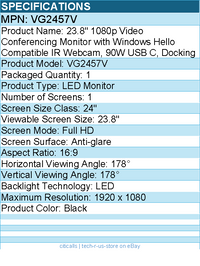 ViewSonic VG2457V 24 Inch 1080p Video Conference Docking Monitor