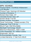 ASUS VG248QG 24" Class Full HD Gaming LCD Monitor - 16:9 - Black