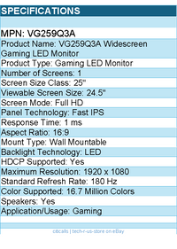 ASUS VG259Q3A TUF 25" Class Full HD Gaming LED Monitor - 16:9 - 1920 x 1080