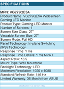 ASUS VG279QE5A TUF 27" Class Full HD Gaming LED Monitor - 16:9 - Black