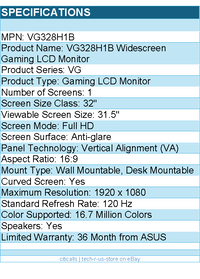 ASUS VG328H1B TUF 32" Class Full HD Curved Screen Gaming LCD Monitor - 16:9
