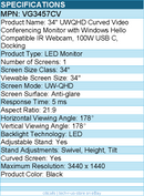ViewSonic VG3457CV 34" Ultrawide 1440p Curved Video Conferencing Docking Monitor
