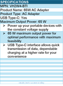 BTI VH2W4-BTI 65W TYPE-C AC ADAPTER - Compatible OEM: VH2W4