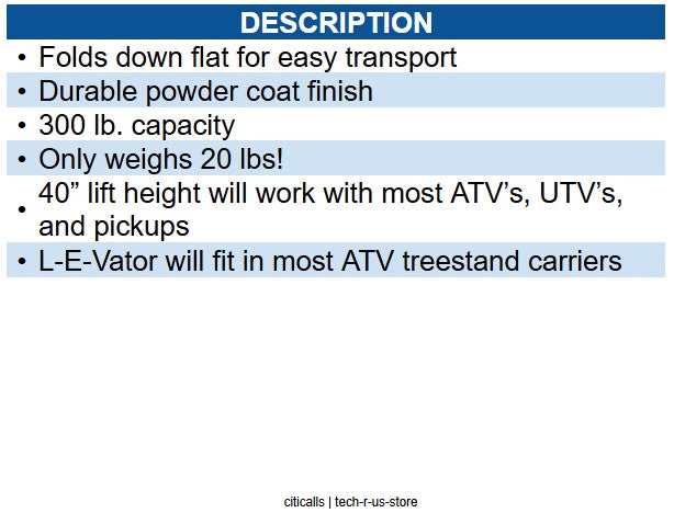 Viking Solutions VKS-VLV001 L-E-VATOR - PORTABLE LIFT SYSTEM