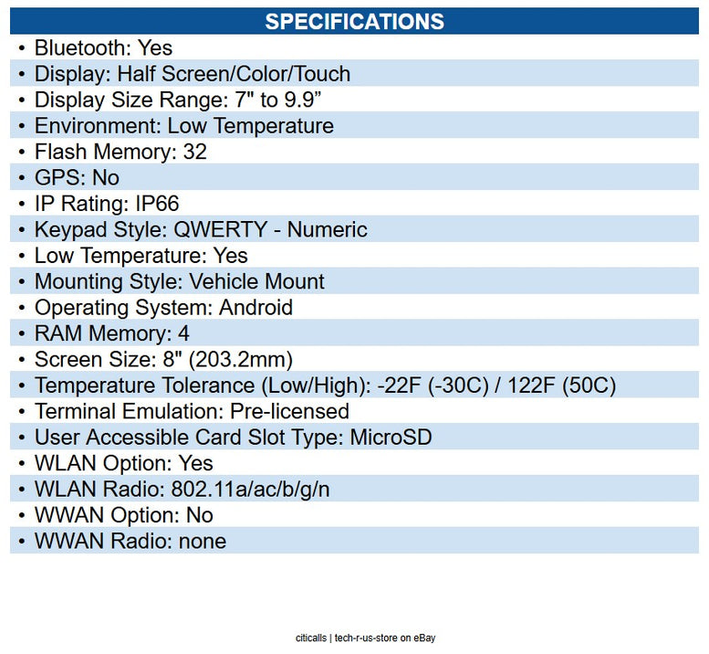 Honeywell VM1A-L0N-1B2A20F Thor VM1A Vehicle-Mounted Computer Snapdragon 660