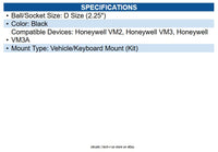Honeywell VM2018BRKTKIT RAM Mount Keyboard Kit Plate Base/Medium Arm/Ball/