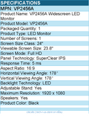 ViewSonic VP2456A 24 Inch 1080p IPS Monitor with Advanced Ergonomics