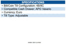 APG Cash Drawer VPK-15B-5-BX 4 Bill 8 Coin, Euro ready