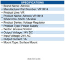 Altronix VR1M14 Voltage Regulator, 24VAC/VDC 14VDC at 1A Cable