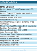 ASUS VT169HE 16" Class LED Touchscreen Monitor - 16:9 - 5 ms - Full HD