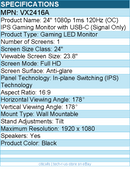 ViewSonic VX2416A 24 Inch 1080p 1ms 120Hz IPS Gaming Monitor with Eye Care