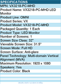 ViewSonic VX3218-PC-MHD OMNI 32" Curved 1080p 1ms 165Hz Gaming Monitor