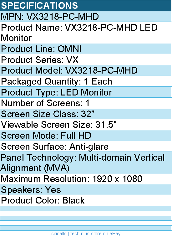 ViewSonic VX3218-PC-MHD OMNI 32" Curved 1080p 1ms 165Hz Gaming Monitor