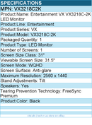 ViewSonic VX3218C2K OMNI 32 Inch Curved 1ms 1440p 165hz Gaming Monitor