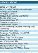 ASUS VY279HGR 27" Class Full HD Gaming LED Monitor - 16:9 - 1920 x 1080