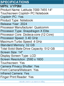 Dell VYP9M Latitude 7000 7455 14" Touchscreen Copilot+ PC Notebook