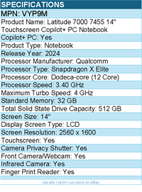 Dell VYP9M Latitude 7000 7455 14" Touchscreen Copilot+ PC Notebook