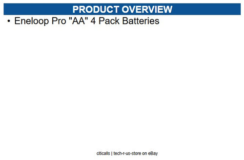 Panasonic WAS-AABATTERY-4PK Eneloop Pro "AA" 4 Pack Batteries