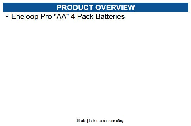 Panasonic WAS-AABATTERY-4PK Eneloop Pro "AA" 4 Pack Batteries
