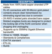 Wavenet WAV-5E04UMOR-PC-01 CAT5E PATCH CORD 1FT ORANGE