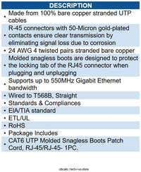 Wavenet WAV-6E04UMBK-PC-01 CAT6 PATCH CORD BOOTED 1' BLACK