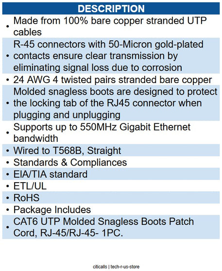 Wavenet WAV-6E04UMBK-PC-01 CAT6 PATCH CORD BOOTED 1' BLACK