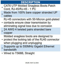 Wavenet WAV-6E04UMBK-PC-30 CAT6 PATCH CORD BOOTED 30' BLACK