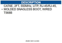 Wavenet WAV-6E04UMBL-PC-02 CAT6 PATCH CORD BOOTED 2' BLUE