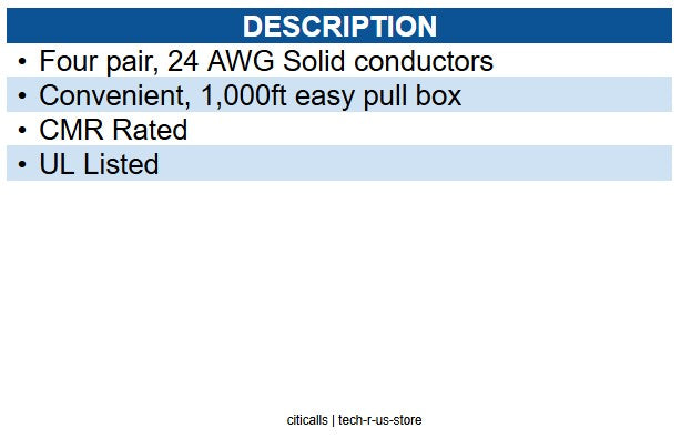 Wavenet WAV-CAT5-CMR-BK 5E04URBK4 CAT5 CMR CABLE BLACK