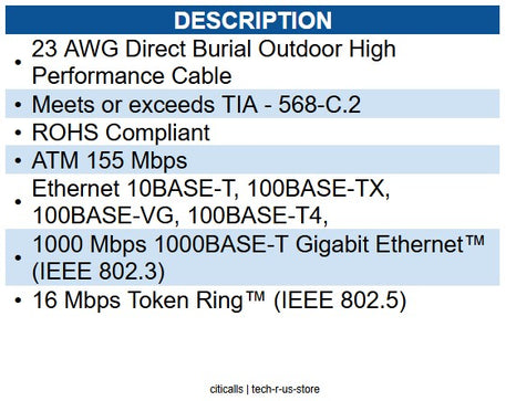Wavenet WAV-CAT6-BURIAL-WB CAT6 BURIAL WATER BLOCKING 6EOSPBK2N
